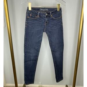 Aeropostale Lola Blue Skinny Dark Cotton Blend Stretch Jeggings 0 Short